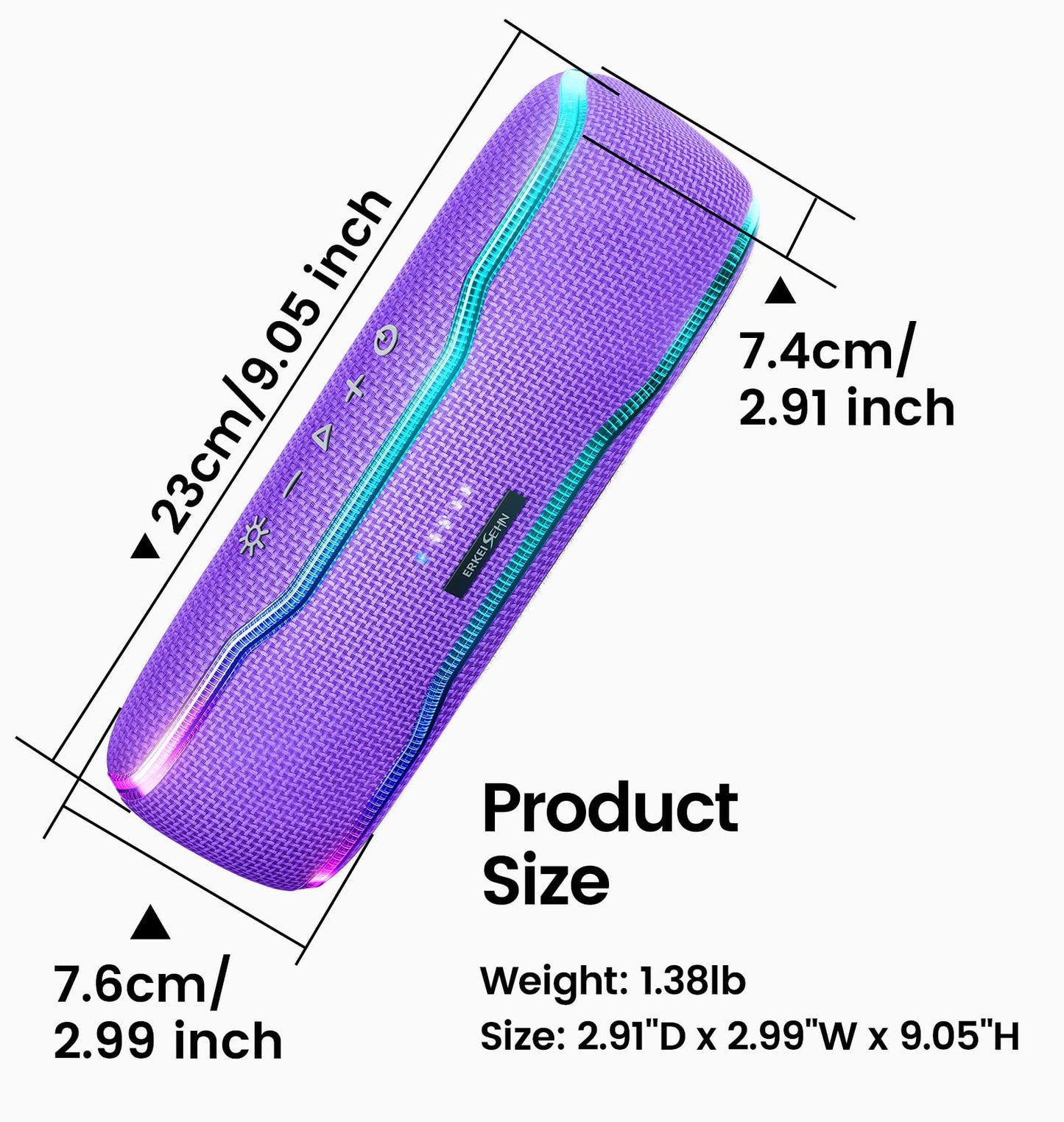 Portable Bluetooth Speaker, IPX7 Waterproof Wireless Speaker with Colorful Flashing Lights, 25W Super Bass 24H Playtime, 100ft Range, TWS Pairing for Outdoor, Home, Party, Beach, Travel