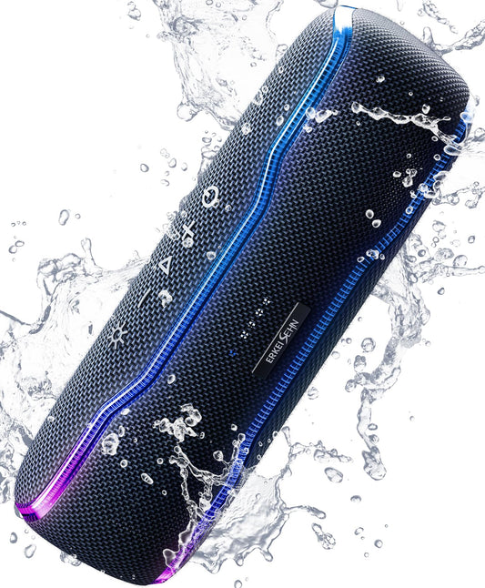 Portable Bluetooth Speaker, IPX7 Waterproof Wireless Speaker with Colorful Flashing Lights, 25W Super Bass 24H Playtime, 100ft Range, TWS Pairing for Outdoor, Home, Party, Beach, Travel