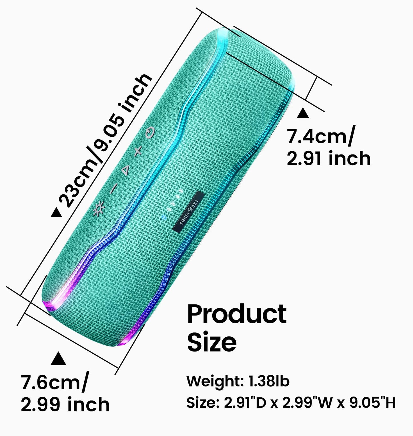 Portable Bluetooth Speaker, IPX7 Waterproof Wireless Speaker with Colorful Flashing Lights, 25W Super Bass 24H Playtime, 100ft Range, TWS Pairing for Outdoor, Home, Party, Beach, Travel